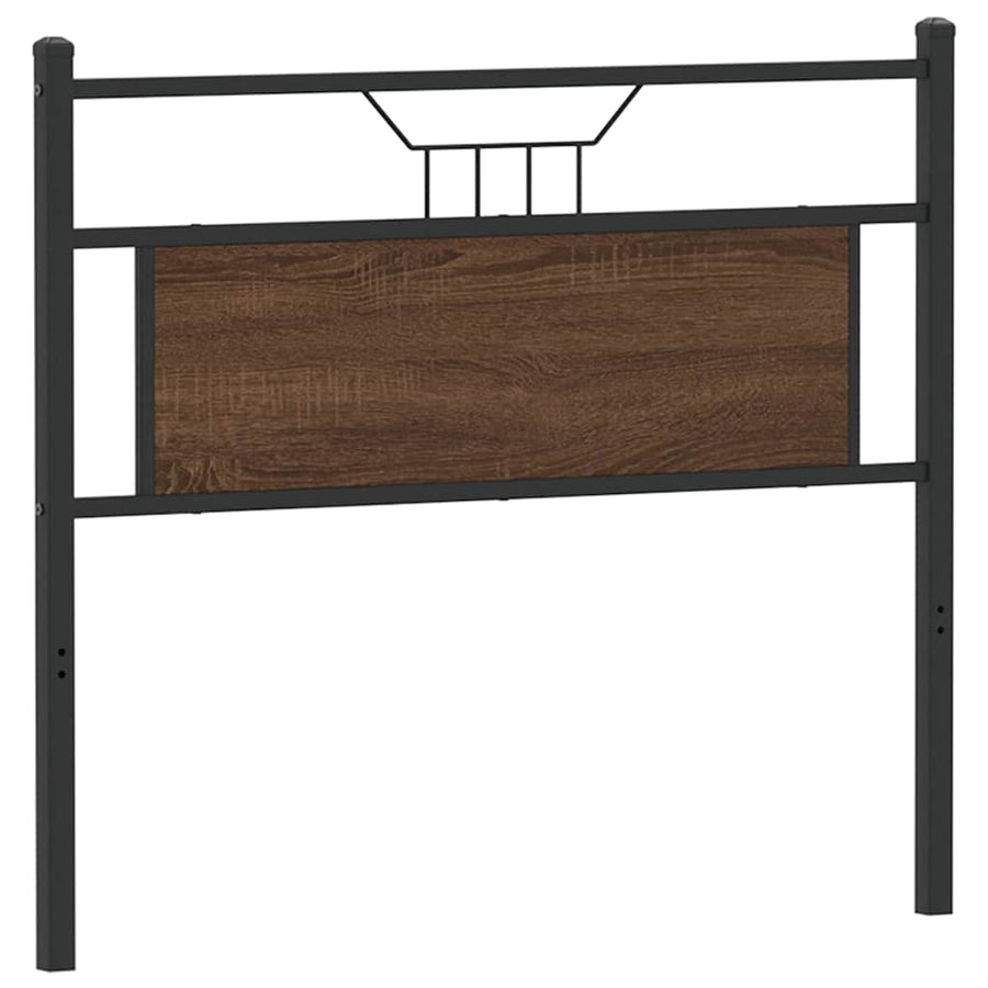 Hoofdbord 100 cm bewerkt hout en staal bruin eikenkleurig