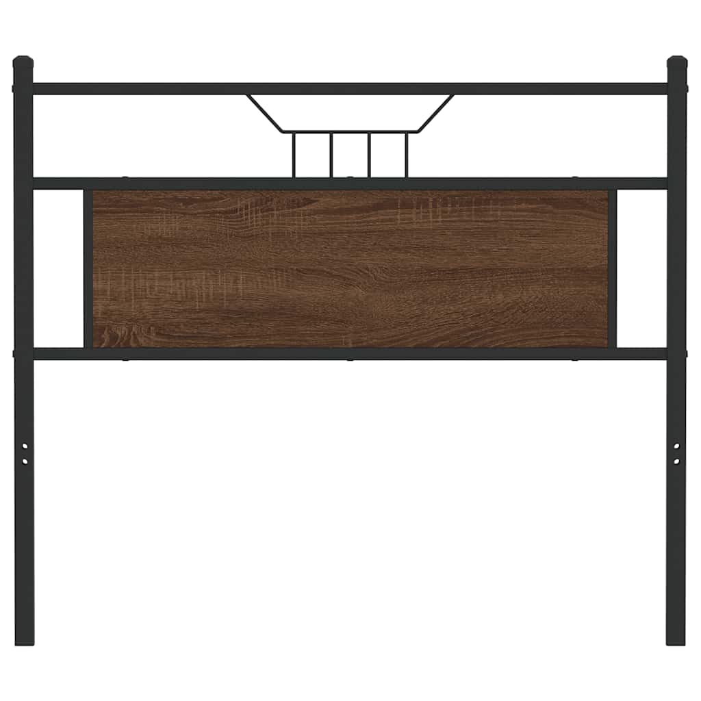 Hoofdbord 100 cm bewerkt hout en staal bruin eikenkleurig