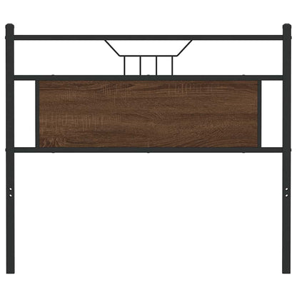 Hoofdbord 100 cm bewerkt hout en staal bruin eikenkleurig