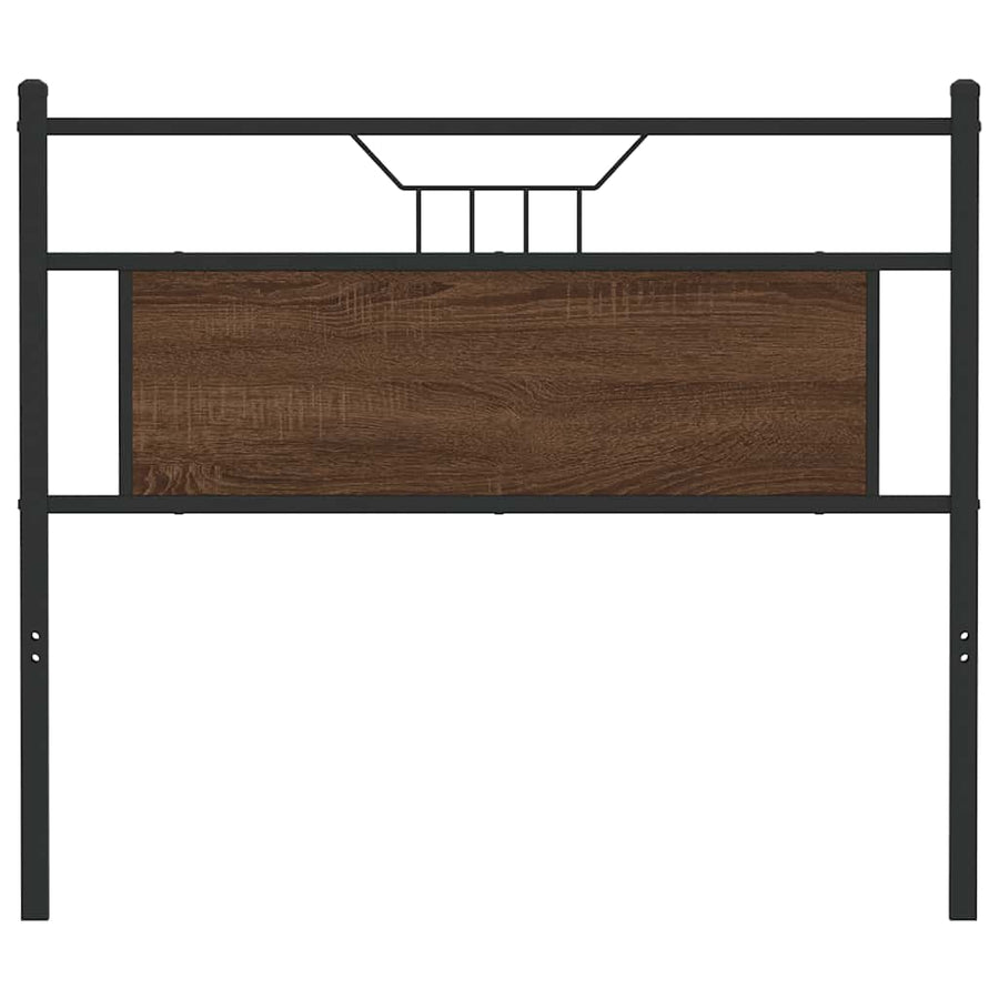 Hoofdbord 100 cm bewerkt hout en staal bruin eikenkleurig