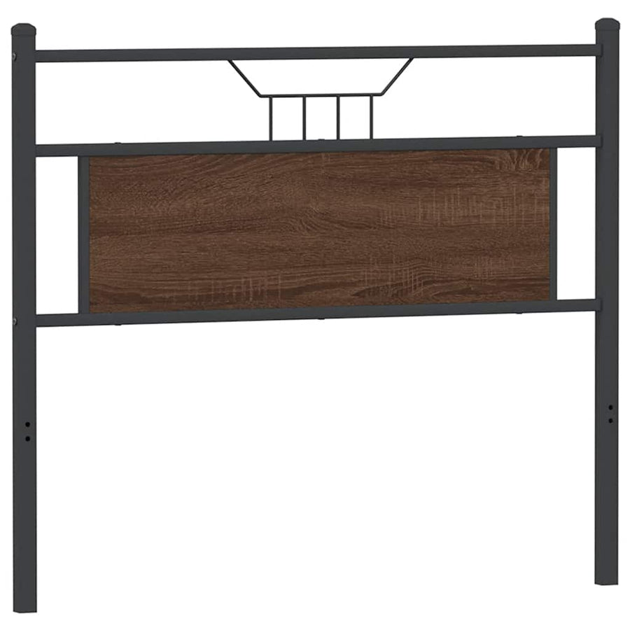 Hoofdbord 100 cm bewerkt hout en staal bruin eikenkleurig