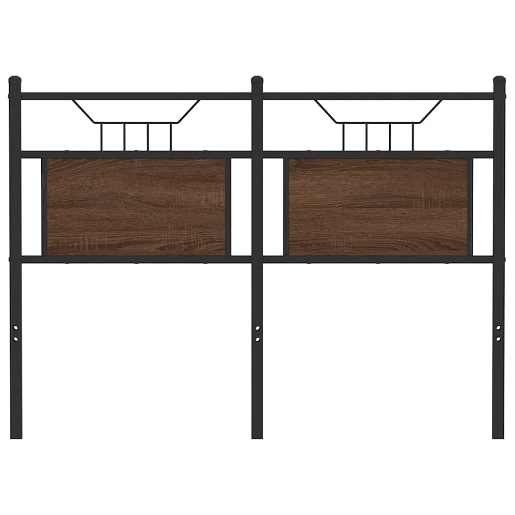 Hoofdbord 120 cm bewerkt hout en staal bruin eikenkleurig