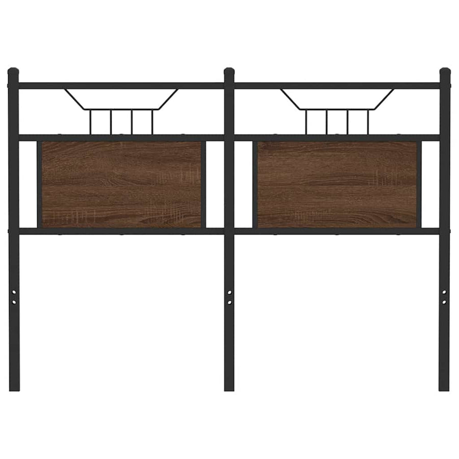 Hoofdbord 120 cm bewerkt hout en staal bruin eikenkleurig