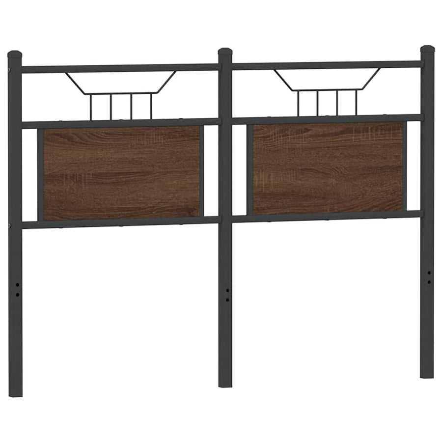 Hoofdbord 120 cm bewerkt hout en staal bruin eikenkleurig