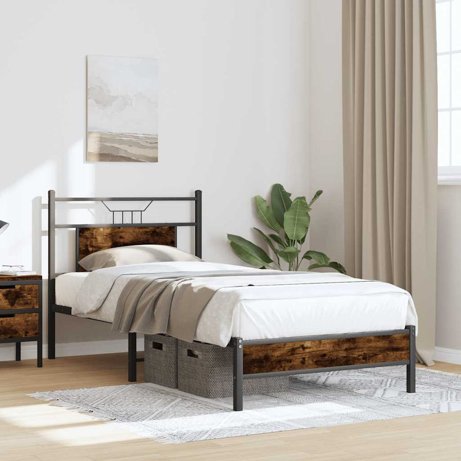 Bedframe zonder matras hout gerookt eikenkleurig 90x190 cm
