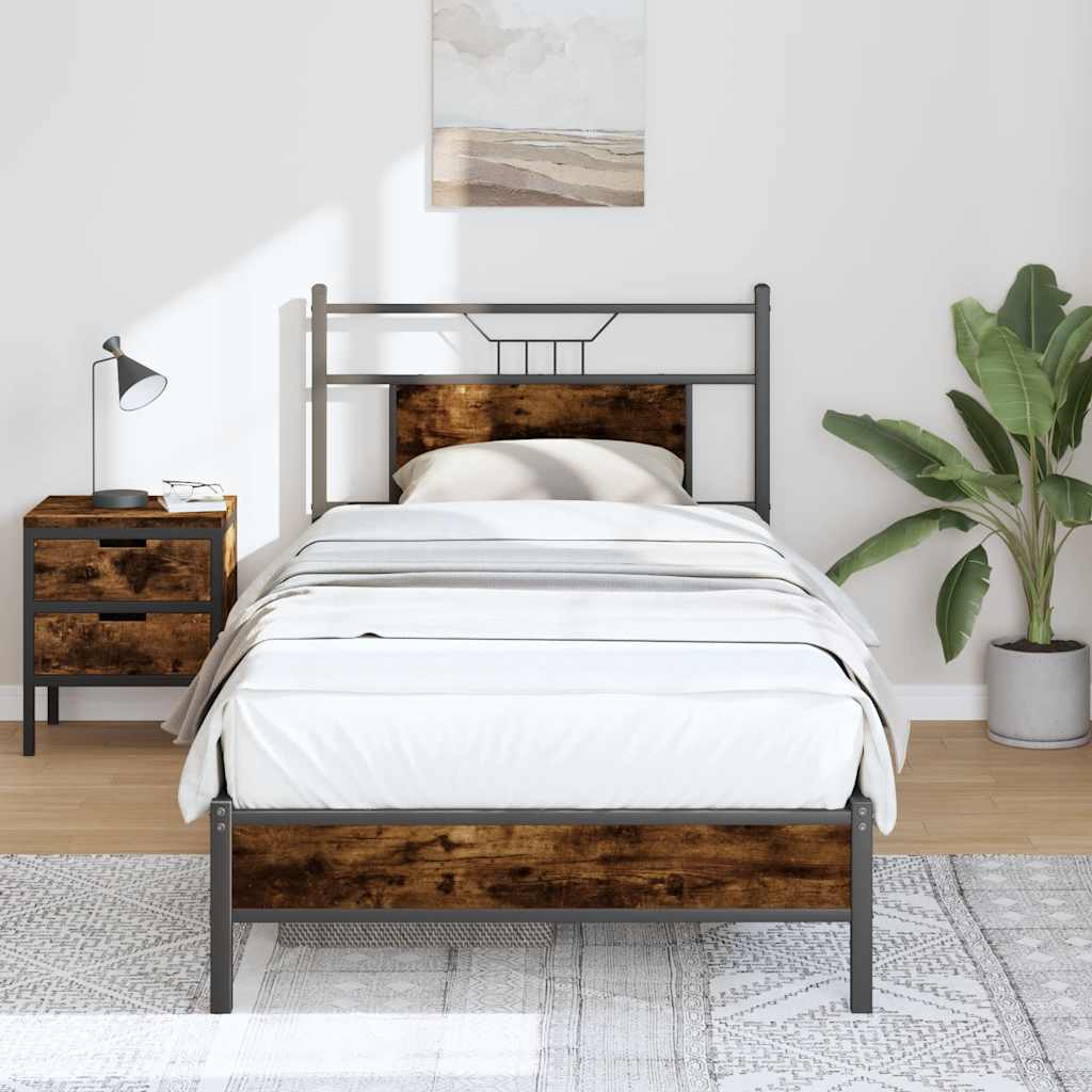 Bedframe zonder matras hout gerookt eikenkleurig 90x200 cm