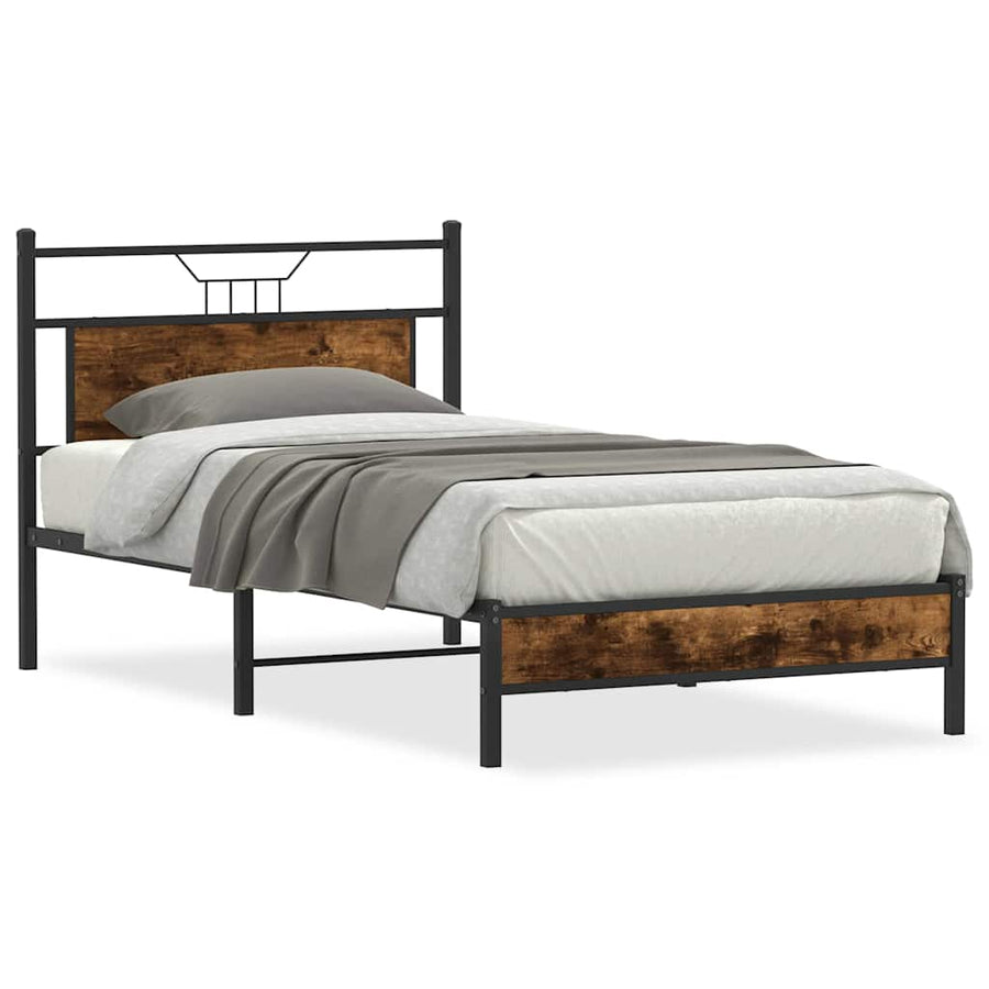 Bedframe zonder matras hout gerookt eikenkleurig 100x190 cm