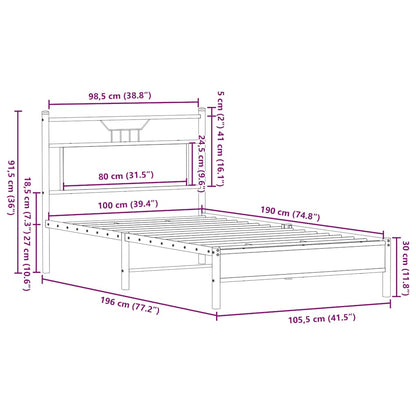 Bedframe zonder matras hout gerookt eikenkleurig 100x190 cm