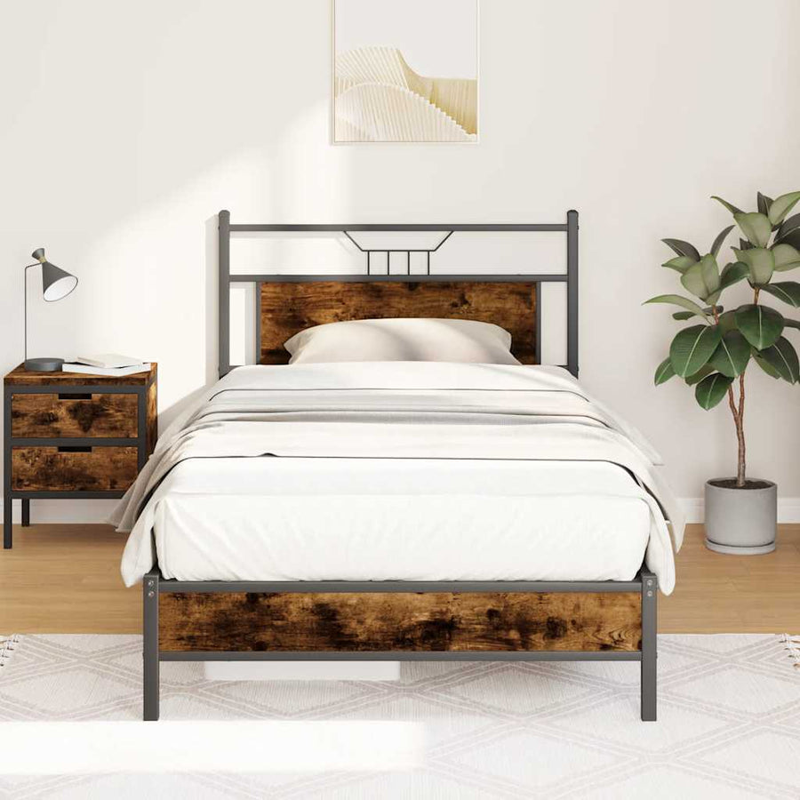 Bedframe zonder matras hout gerookt eikenkleurig 100x190 cm