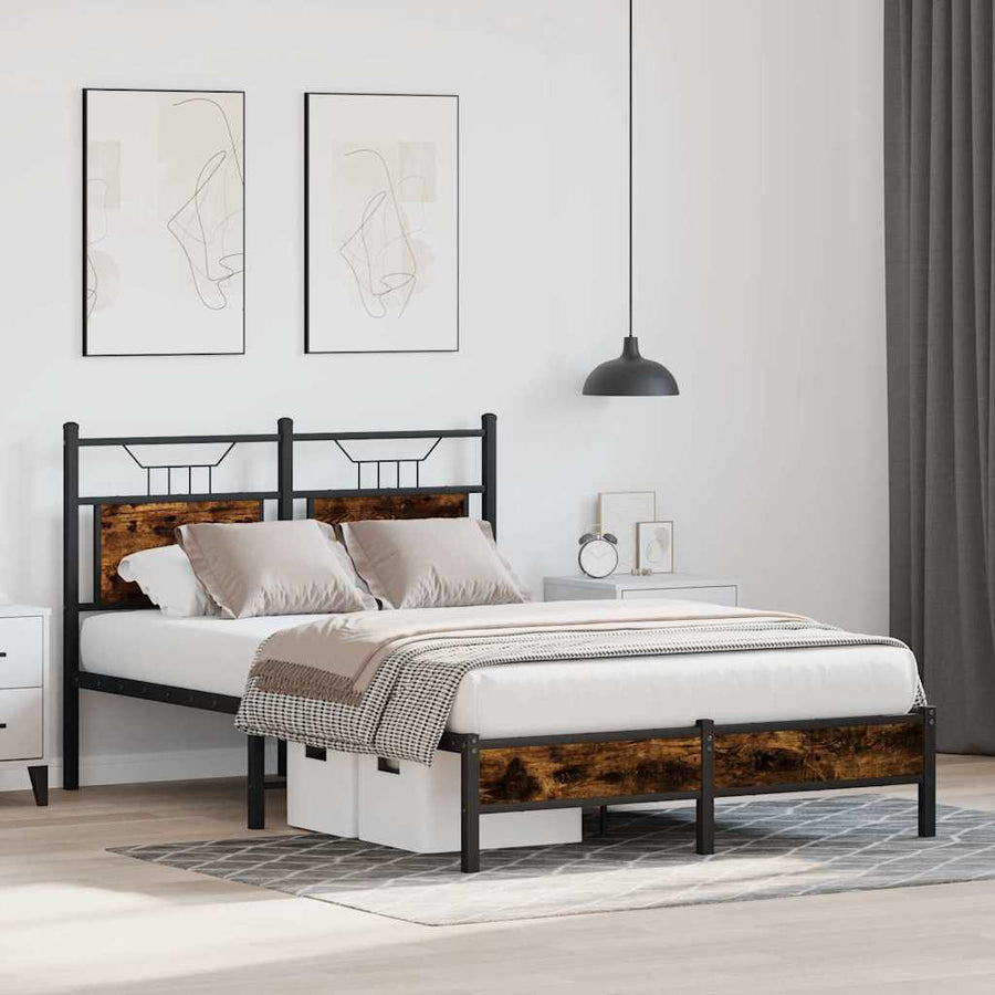 Bedframe zonder matras hout gerookt eikenkleurig 120x190 cm