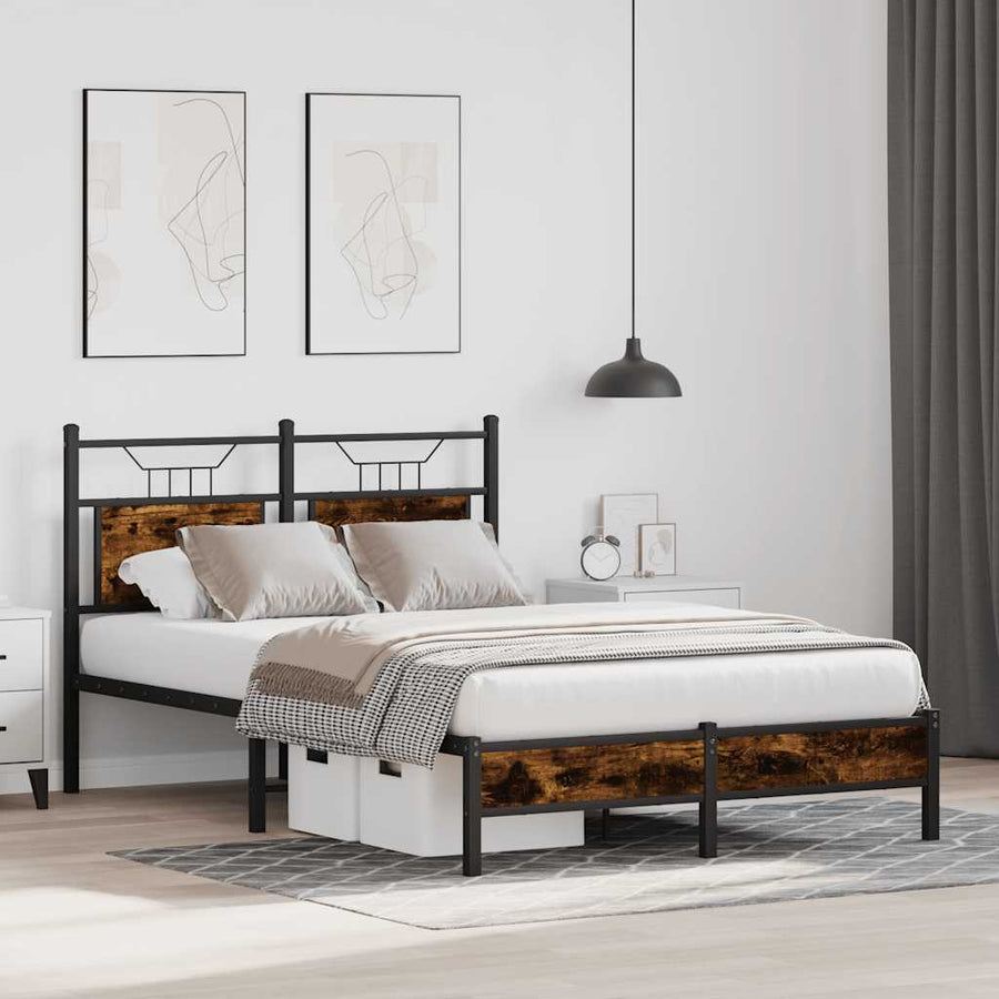 Bedframe zonder matras hout gerookt eikenkleurig 120x200 cm
