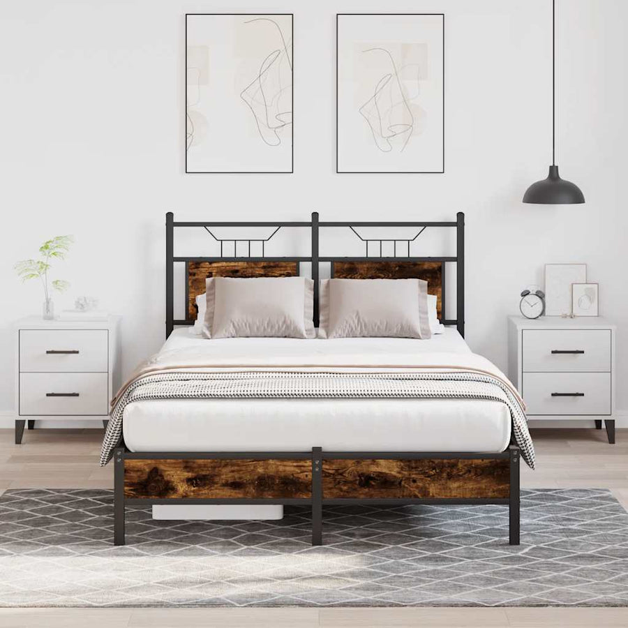 Bedframe zonder matras hout gerookt eikenkleurig 120x200 cm