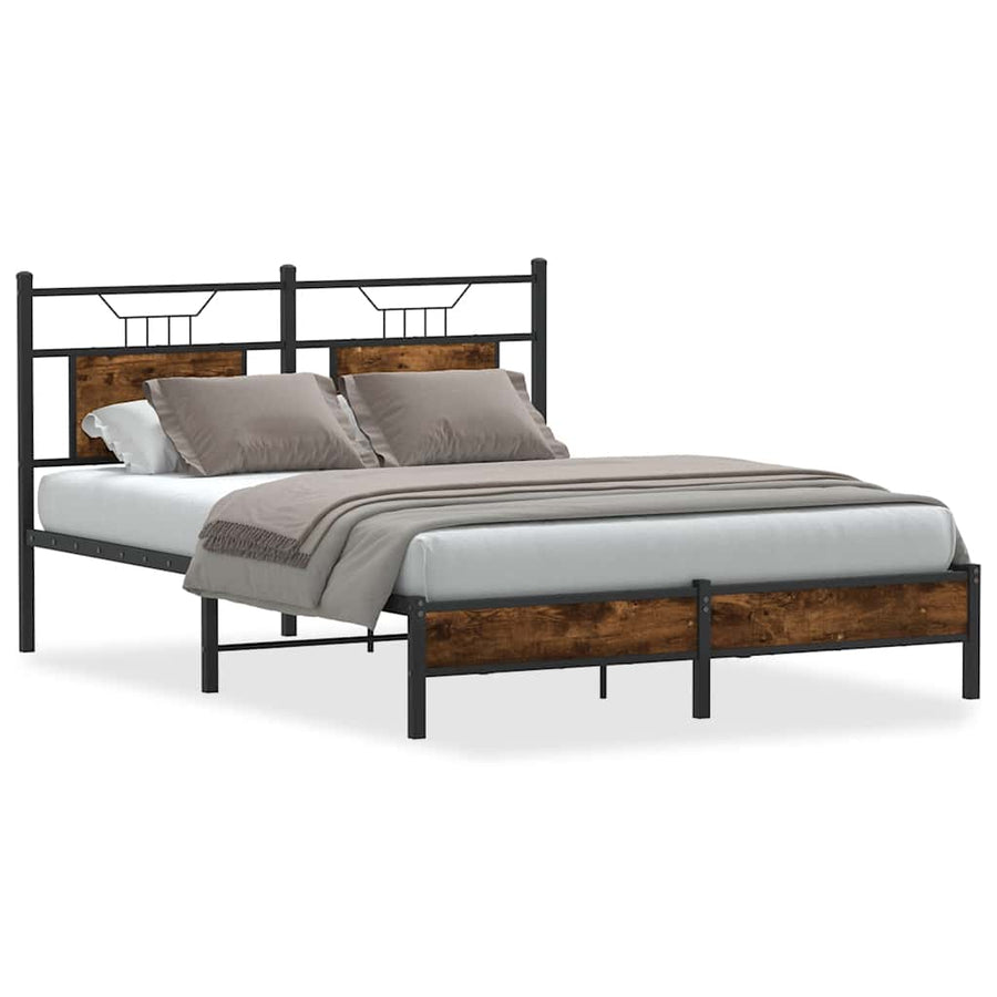 Bedframe zonder matras hout gerookt eikenkleurig 137x190 cm