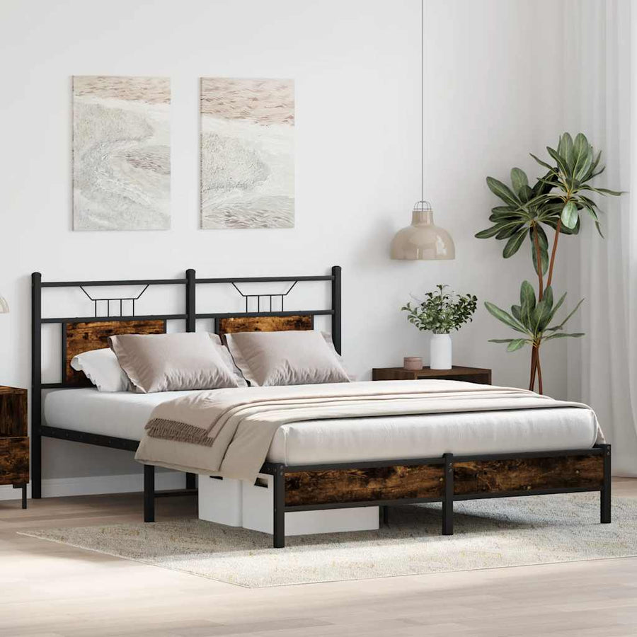 Bedframe zonder matras hout gerookt eikenkleurig 137x190 cm