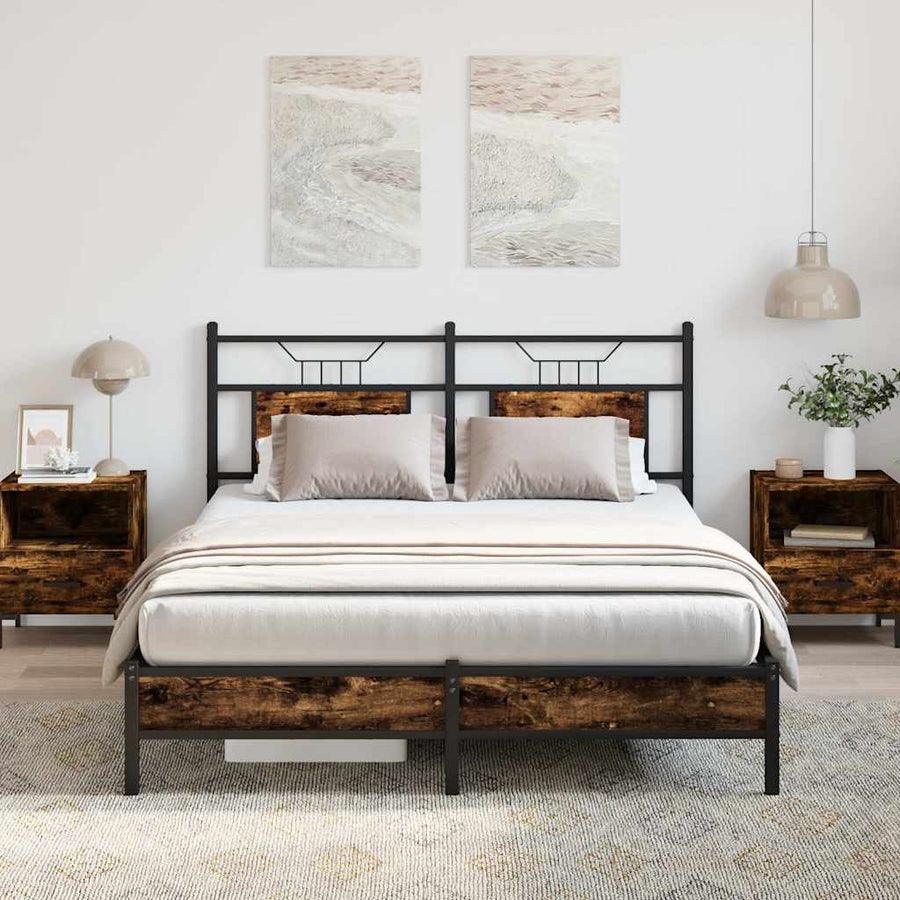 Bedframe zonder matras hout gerookt eikenkleurig 137x190 cm