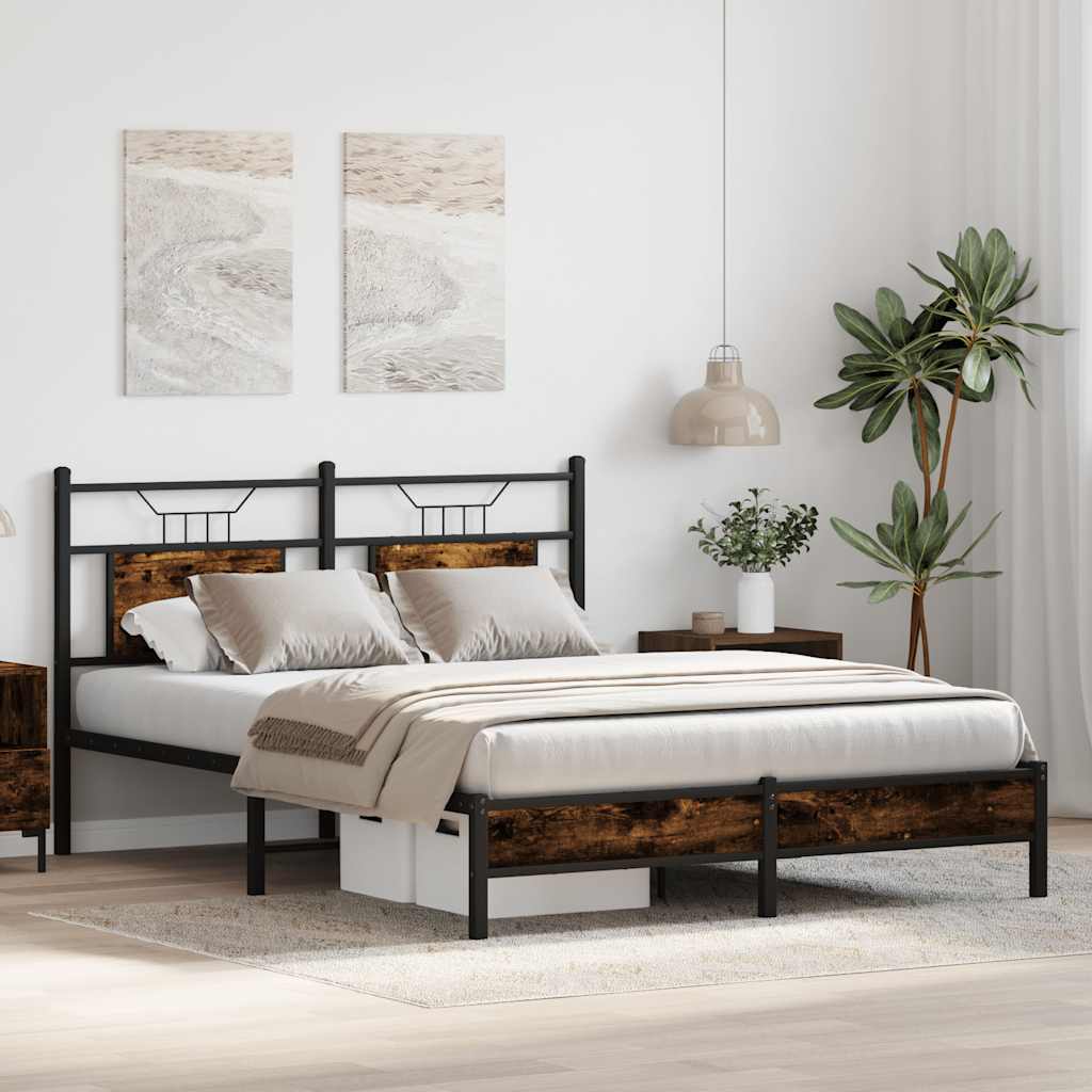 Bedframe zonder matras hout gerookt eikenkleurig 140x190 cm