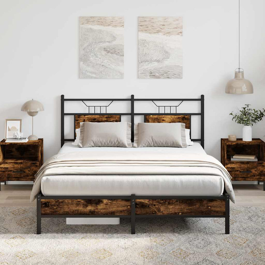 Bedframe zonder matras hout gerookt eikenkleurig 140x190 cm