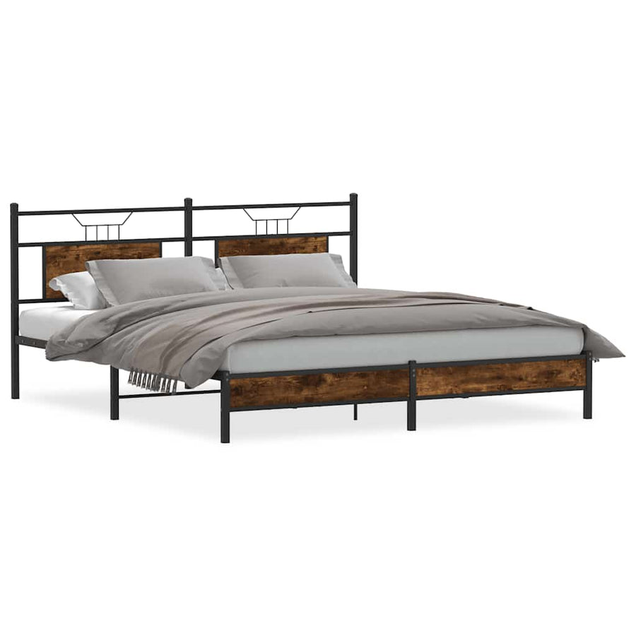 Bedframe zonder matras 183x203 cm spaanplaat gerookt eiken