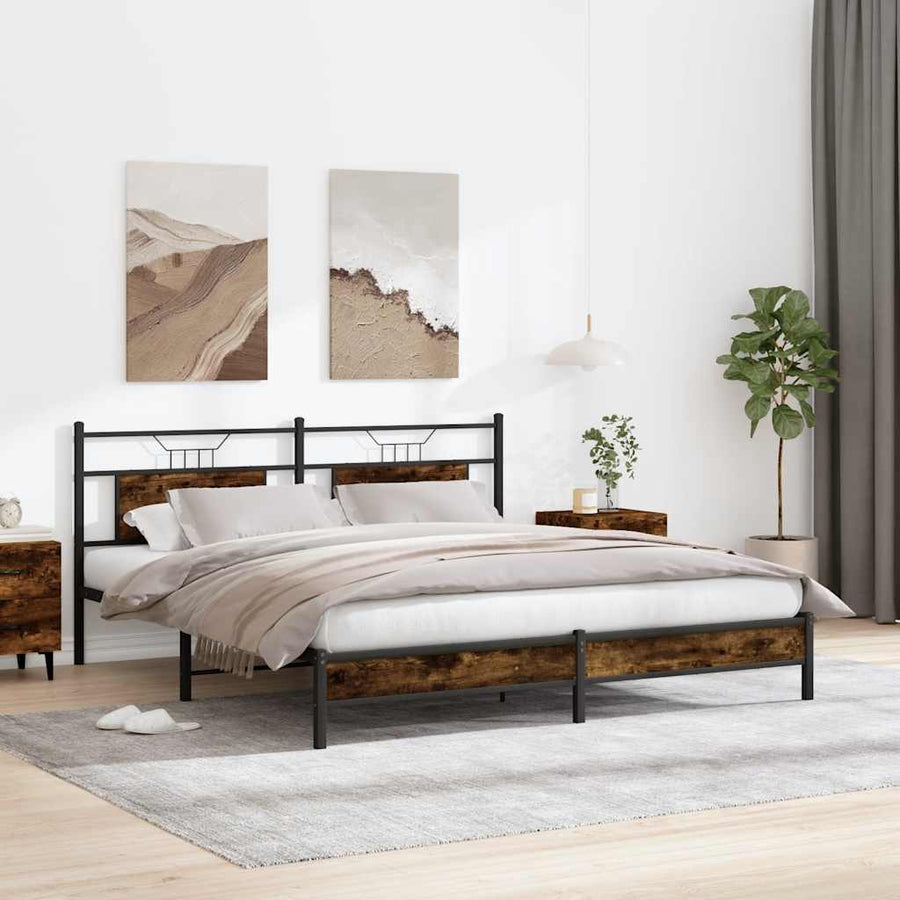 Bedframe zonder matras 183x203 cm spaanplaat gerookt eiken