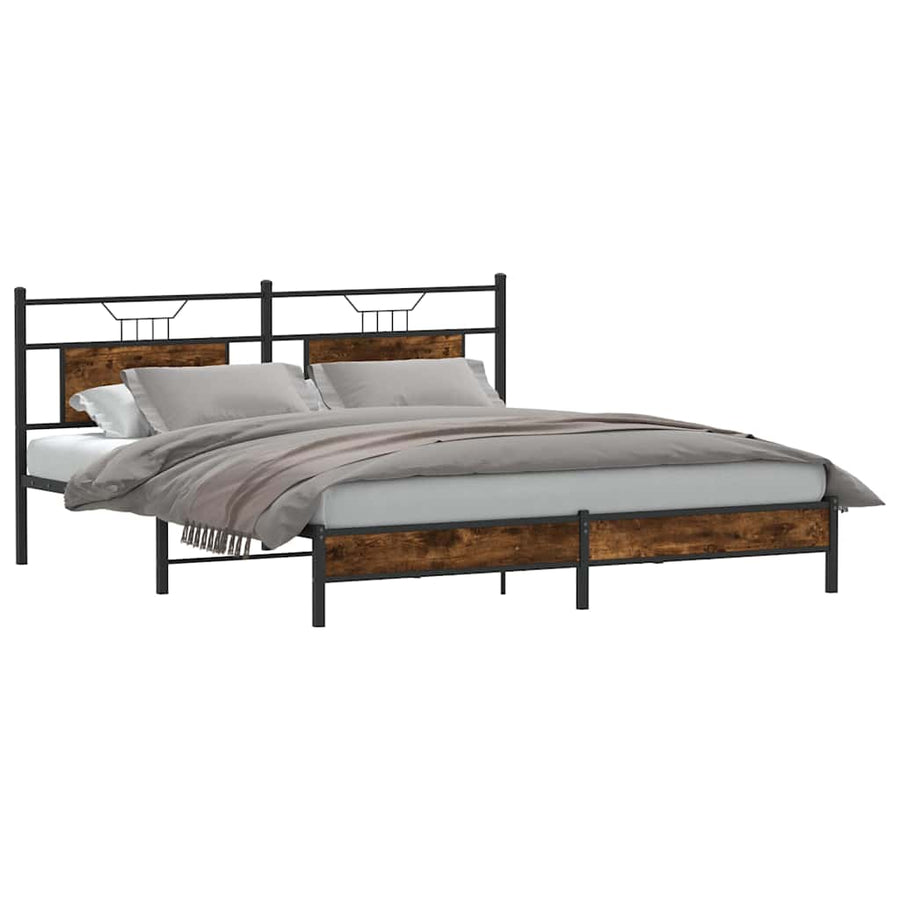 Bedframe zonder matras 183x213 cm spaanplaat gerookt eiken