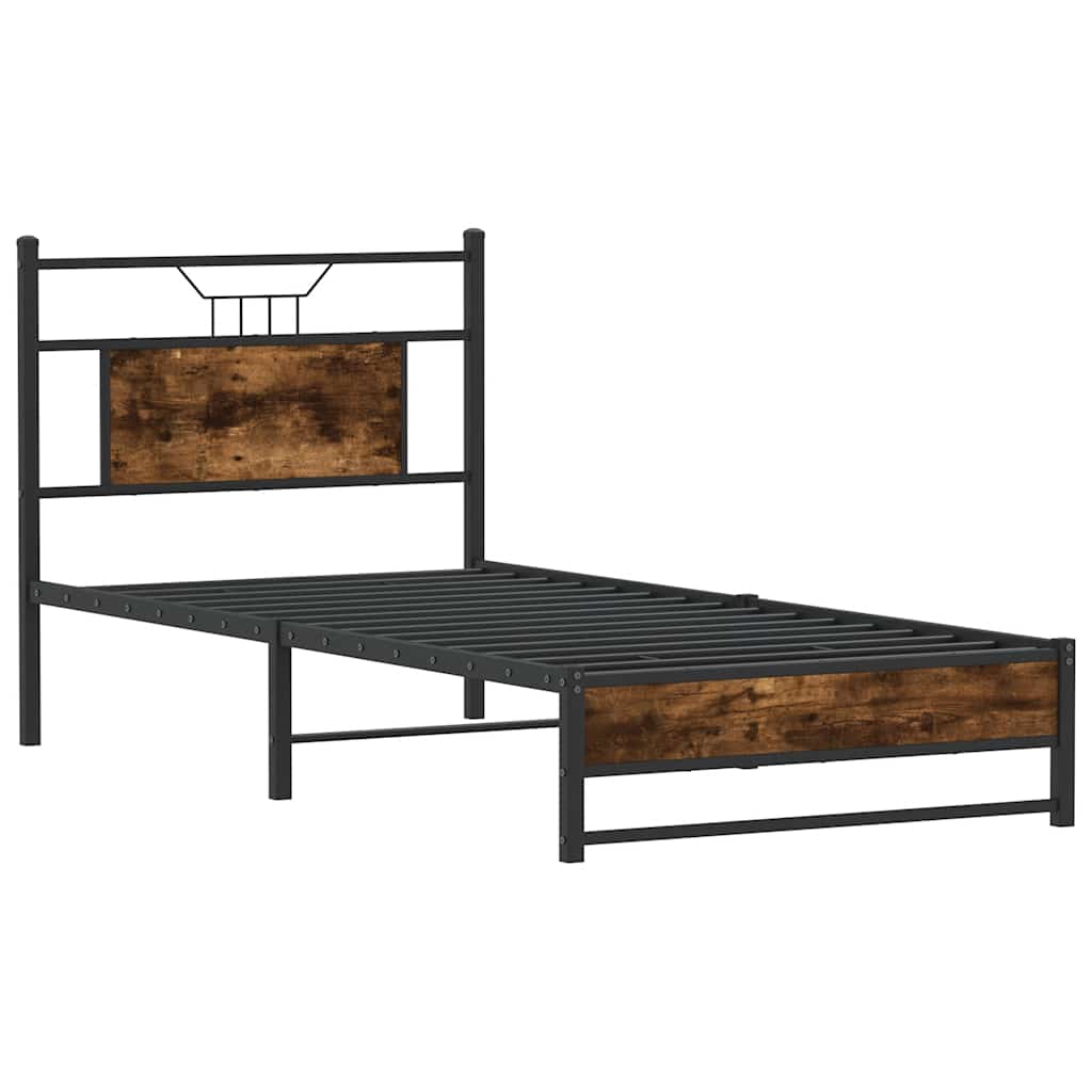 Bedframe zonder matras hout gerookt eikenkleurig 75x190 cm