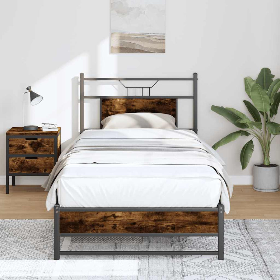 Bedframe zonder matras hout gerookt eikenkleurig 75x190 cm