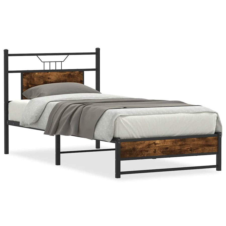 Bedframe zonder matras hout gerookt eikenkleurig 90x190 cm