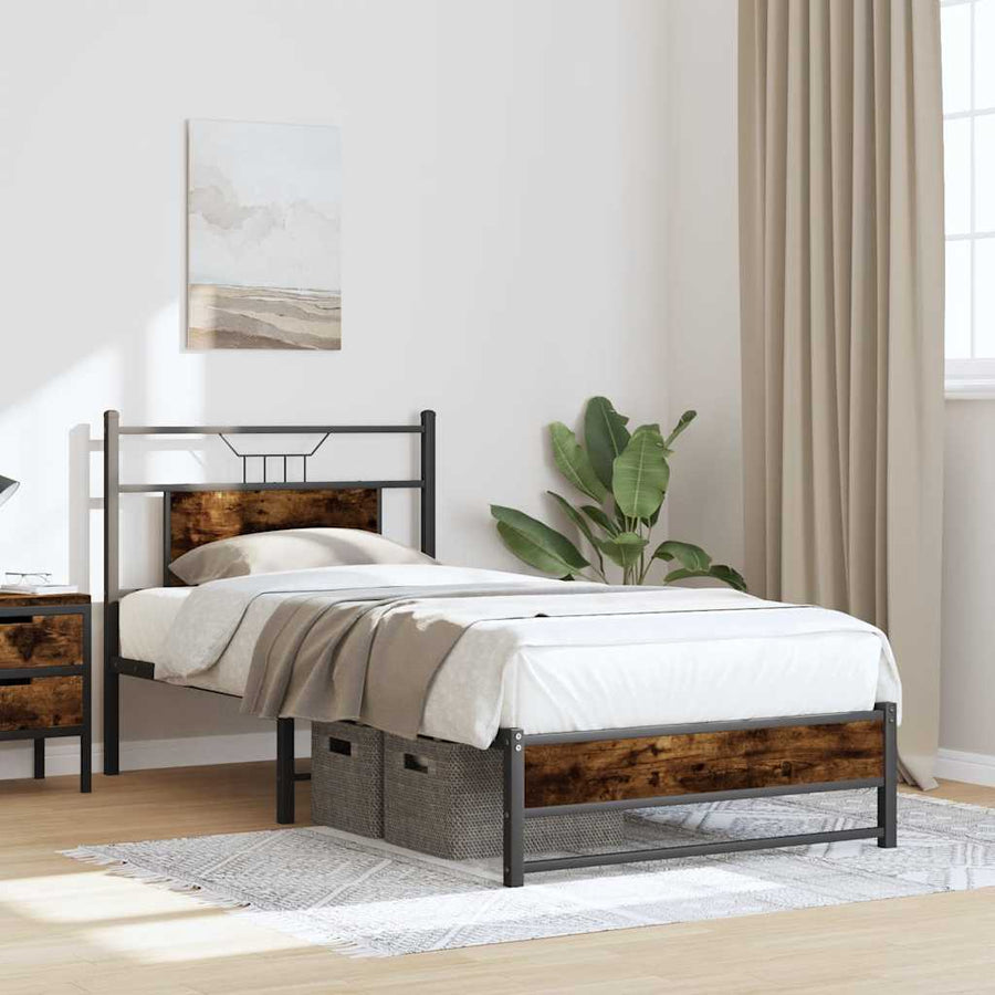 Bedframe zonder matras hout gerookt eikenkleurig 90x190 cm