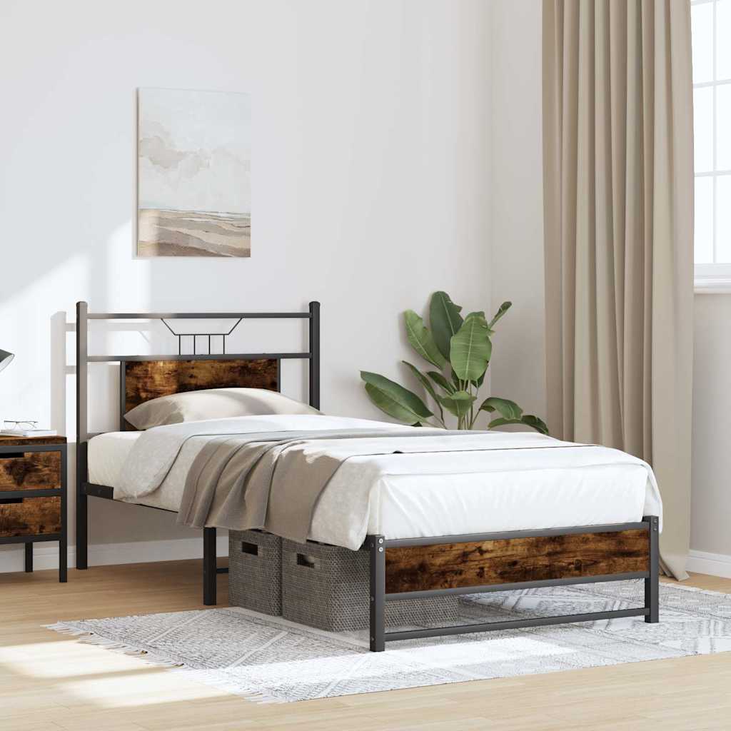 Bedframe zonder matras hout gerookt eikenkleurig 90x200 cm