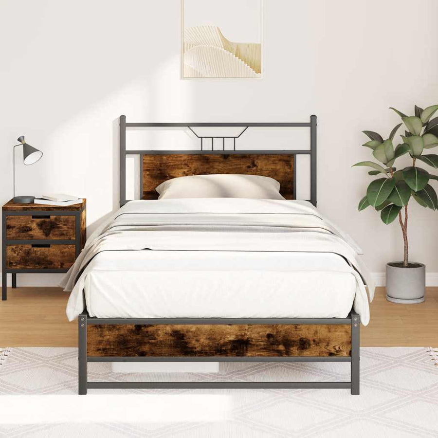 Bedframe zonder matras hout gerookt eikenkleurig 100x190 cm
