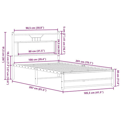 Bedframe zonder matras hout gerookt eikenkleurig 100x200 cm