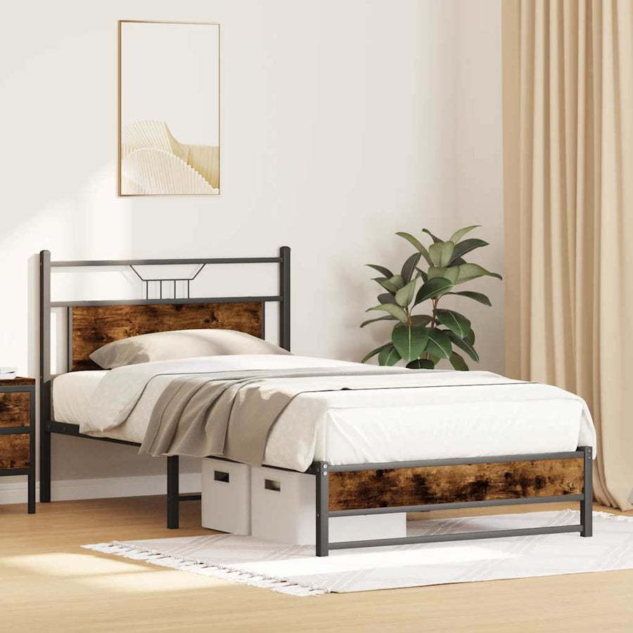 Bedframe zonder matras spaanplaat gerookt eikenkleurig