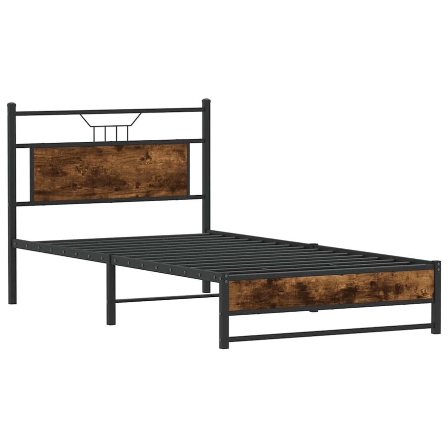 Bedframe zonder matras spaanplaat gerookt eikenkleurig