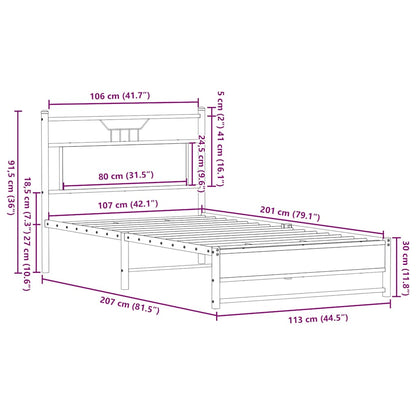 Bedframe zonder matras spaanplaat gerookt eikenkleurig