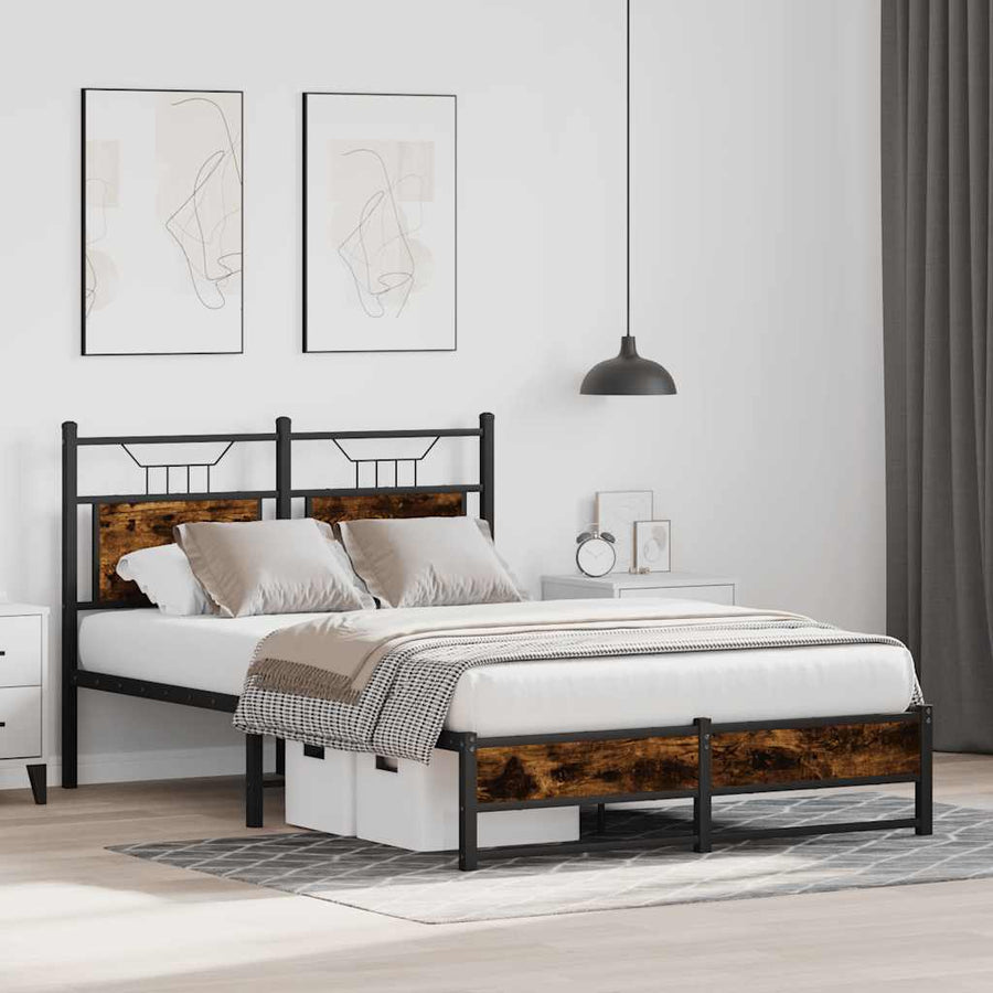 Bedframe zonder matras hout gerookt eikenkleurig 120x190 cm