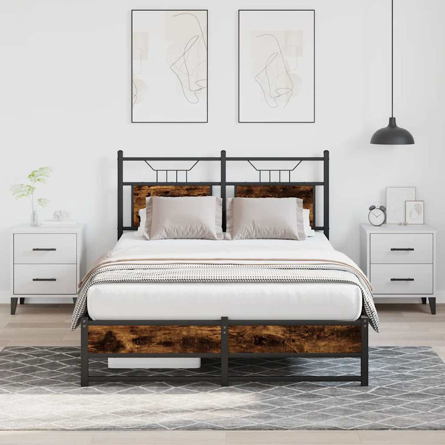 Bedframe zonder matras hout gerookt eikenkleurig 120x190 cm