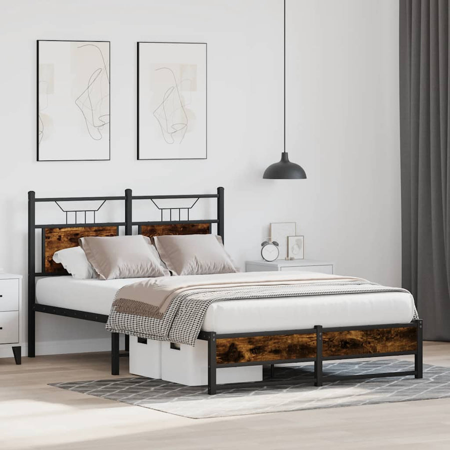 Bedframe zonder matras hout gerookt eikenkleurig 120x200 cm