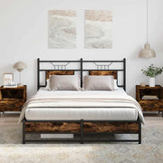 Bedframe 140x190 cm gerookt eiken hout