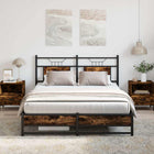 Bed frame without mattress smoked oak wood look 140x200 cm
