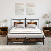 Bedframe 140x200 cm gerookt eiken bewerkt hout
