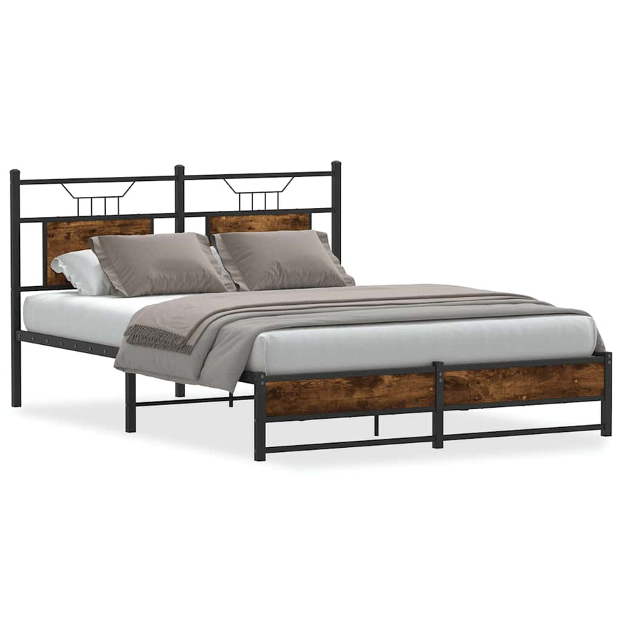 Bedframe zonder matras hout gerookt eikenkleurig 150x200 cm