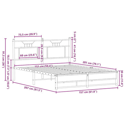 Bedframe zonder matras hout gerookt eikenkleurig 150x200 cm