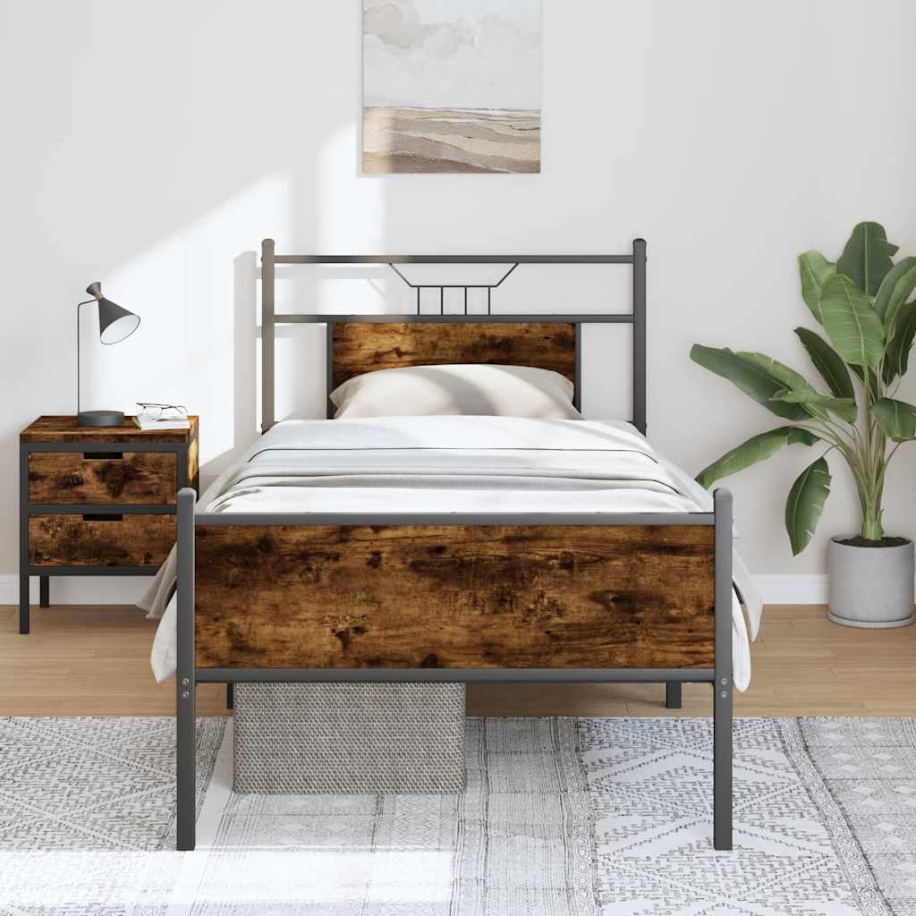 Bedframe zonder matras hout gerookt eikenkleurig 75x190 cm