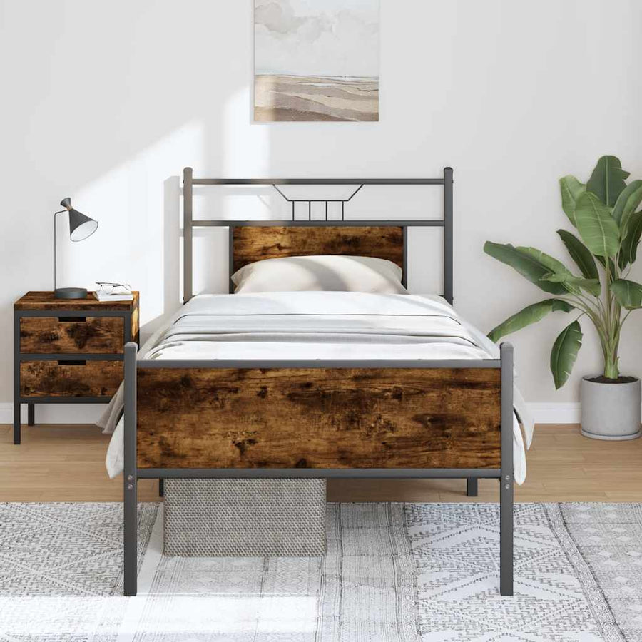 Bedframe zonder matras hout gerookt eikenkleurig 75x190 cm