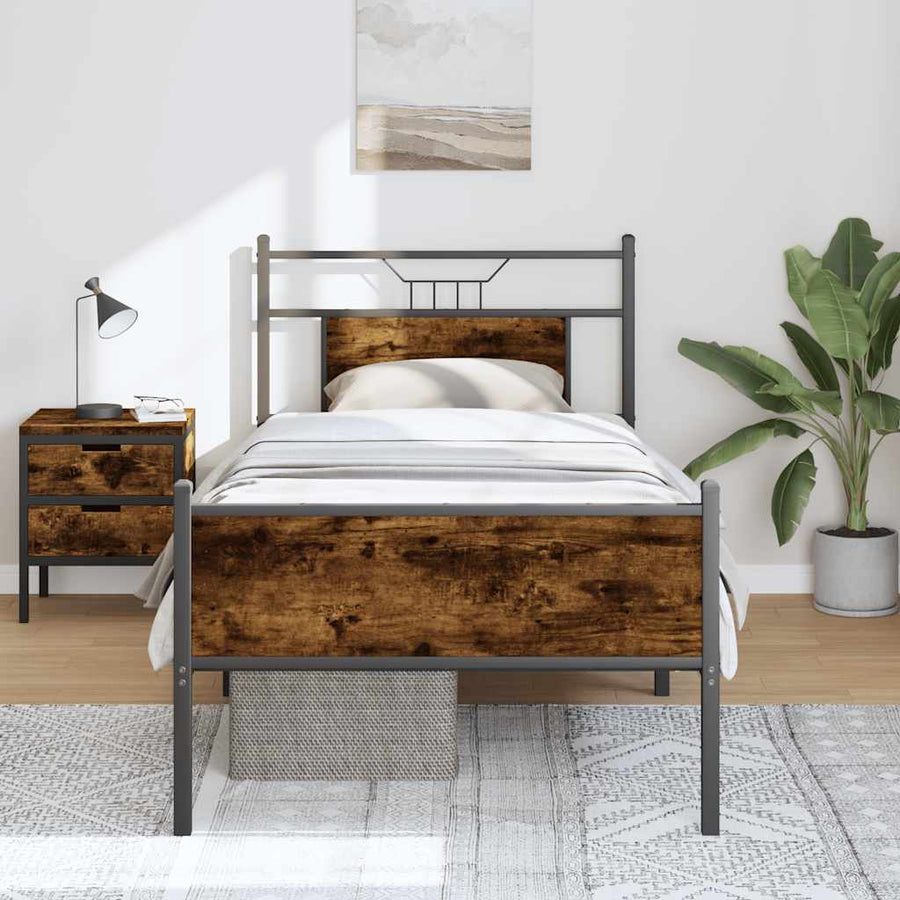 Bedframe zonder matras hout gerookt eikenkleurig 80x200 cm