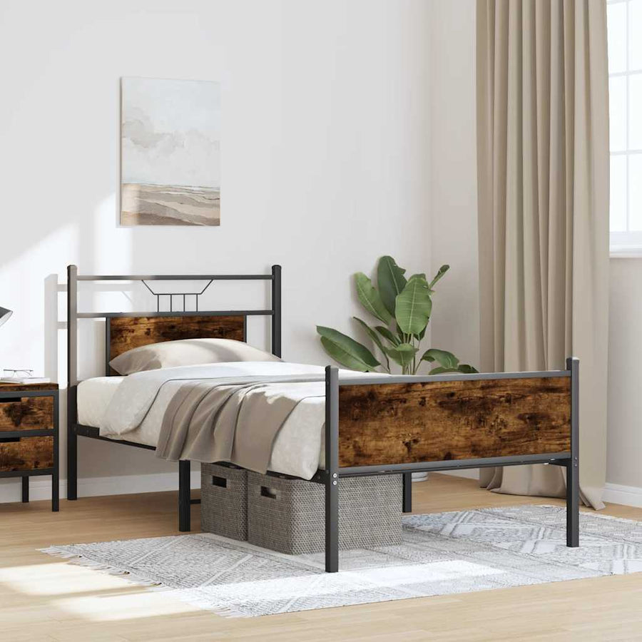 Bedframe zonder matras hout gerookt eikenkleurig 80x200 cm