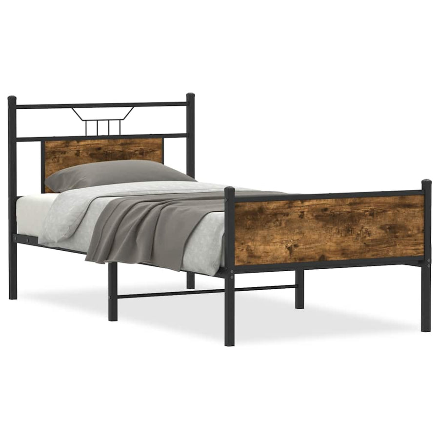 Bedframe zonder matras hout gerookt eikenkleurig 90x190 cm