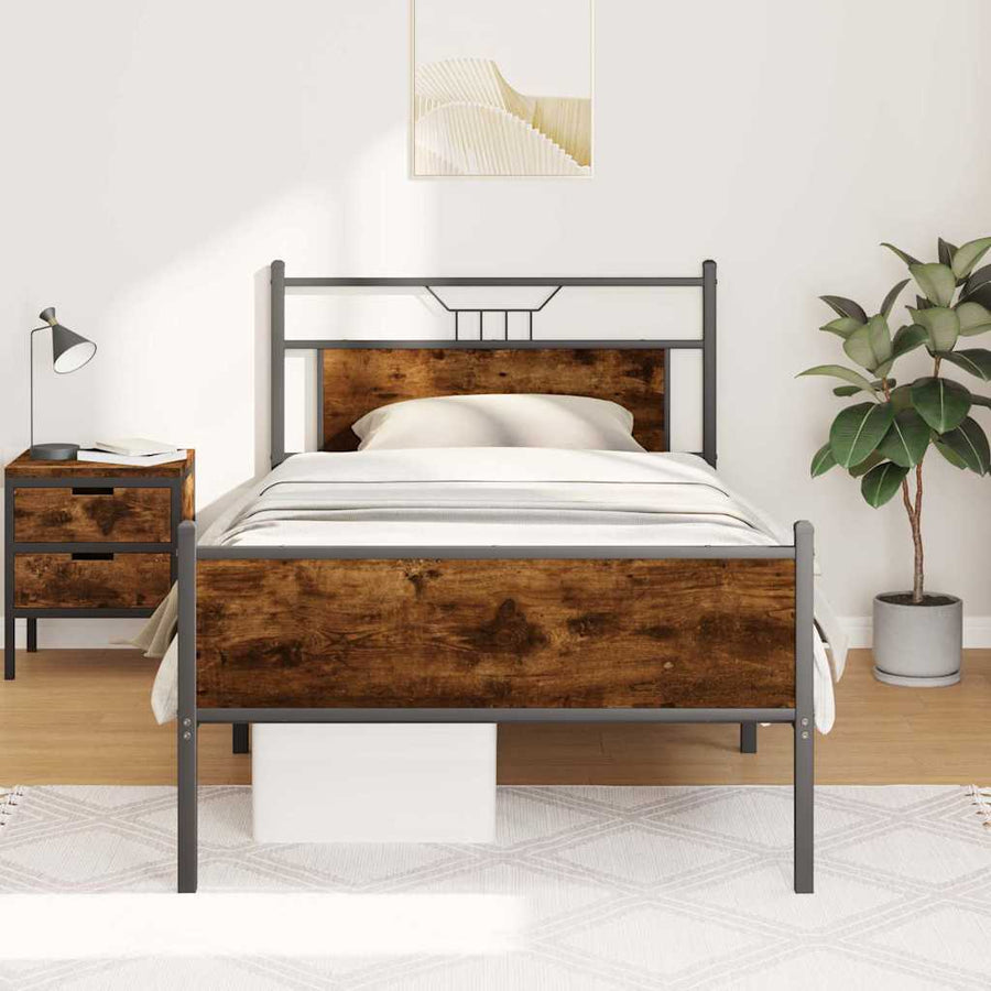Bedframe zonder matras hout gerookt eikenkleurig 100x190 cm