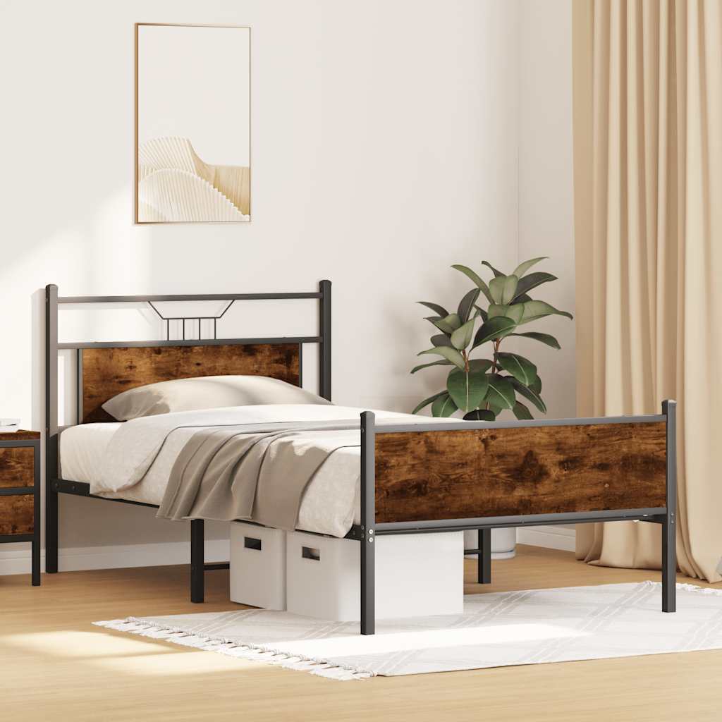 Bedframe zonder matras hout gerookt eikenkleurig 100x190 cm