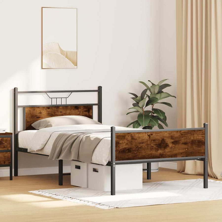 Bedframe zonder matras hout gerookt eikenkleurig 100x190 cm